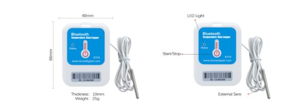 Thiết bị ghi dữ liệu nhiệt độ Bluetooth (có cảm biến bên ngoài) TZONE GFSK - Hình ảnh 2