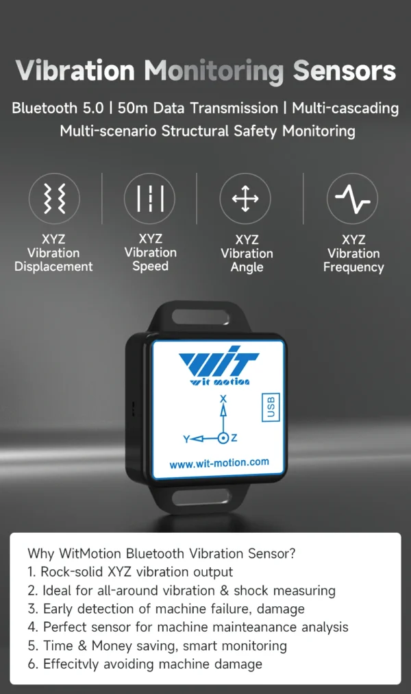 Cảm biến rung không dây Bluetooth 50m kết nối đa điểm [WTVB01-BT50] WIT - Hình ảnh 6