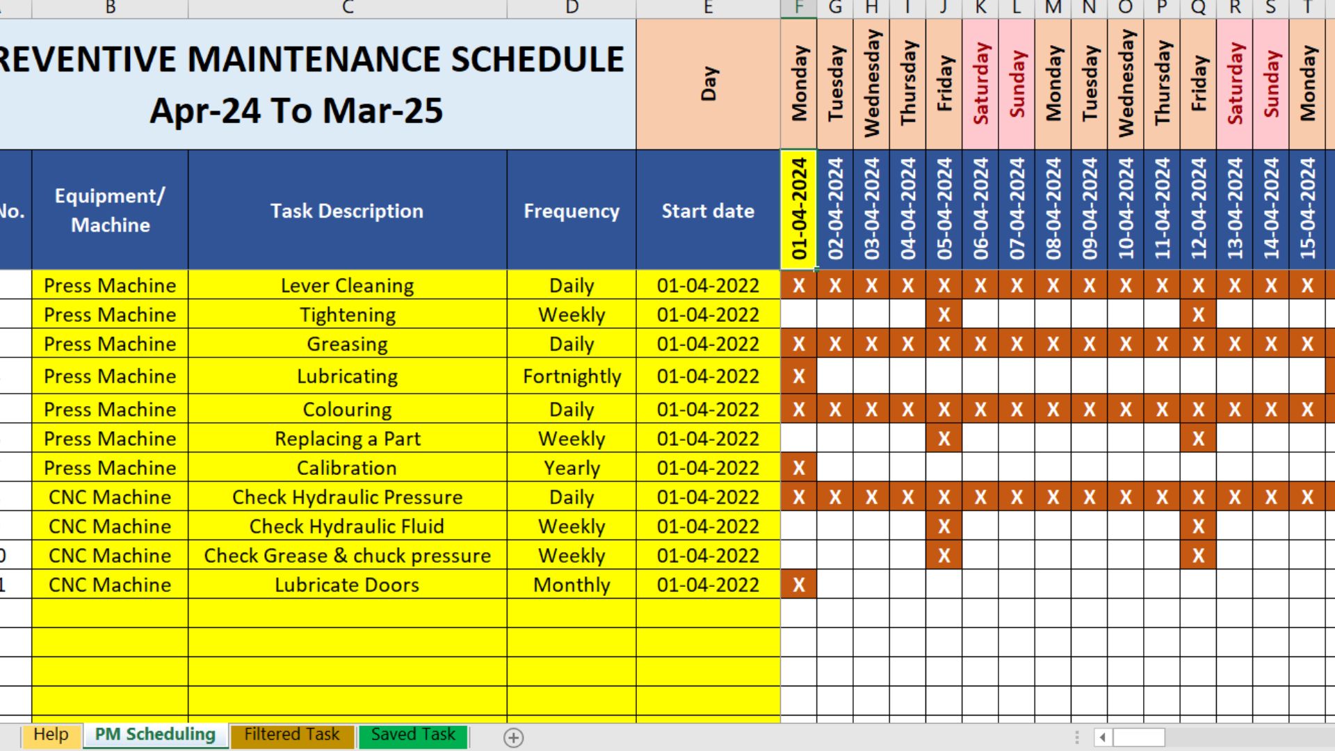 mẫu kế hoạch bảo trì máy móc thiết bị